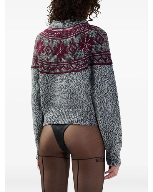 Gcds Gray Logo-Embellishment Sweater