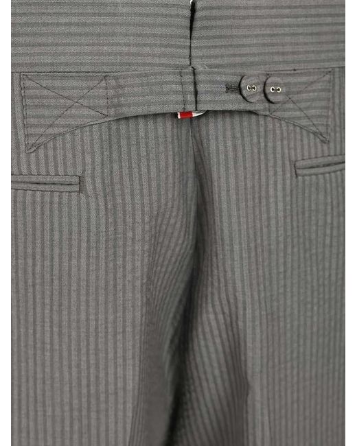 Thom Browne Gray Side-Slit Shorts for men