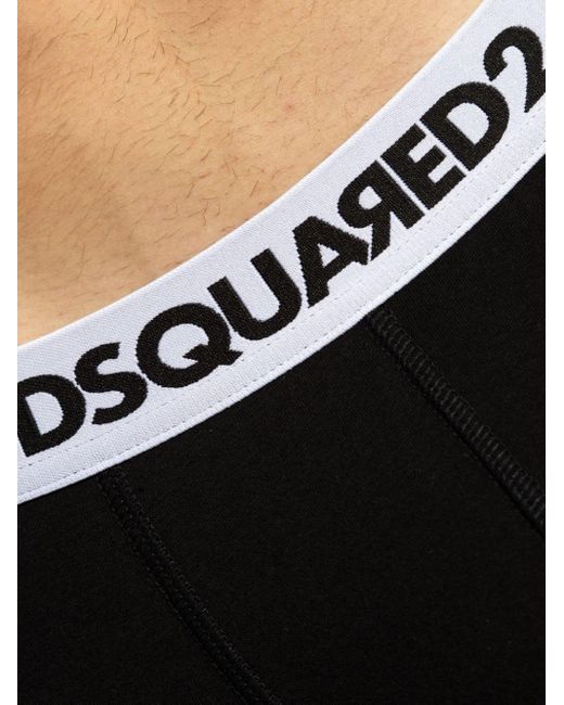 DSquared² Black Logo-waistband Stretch-cotton Boxers (pack Of Two) for men