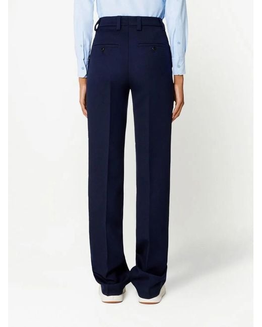 AMI Blue High-Waisted Wool Trousers