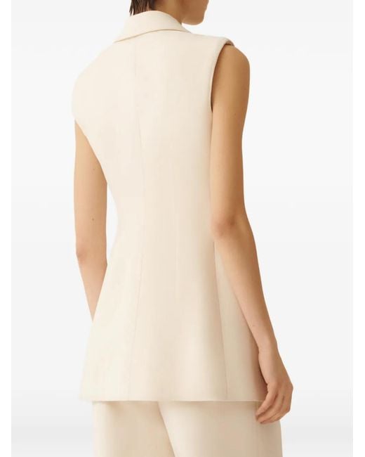 Fabiana Filippi Natural Double-Breasted Sleeveless Jacket