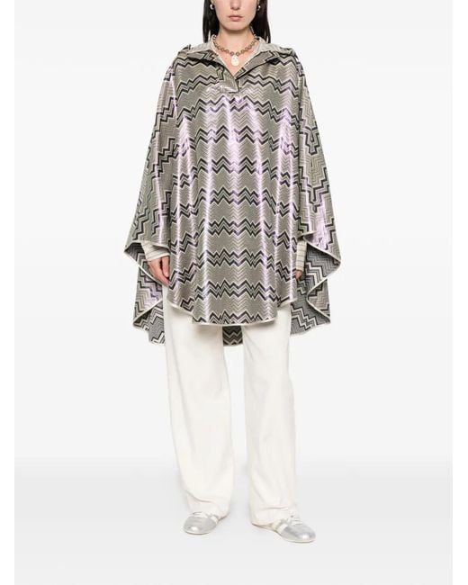 Missoni Gray Chevron-Pattern Hood Cape