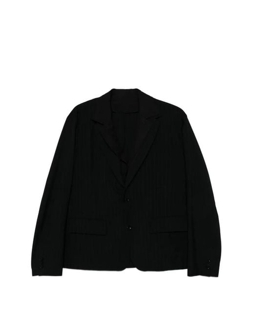 Sacai Black Veste Boutonnée À Fines Rayures for men