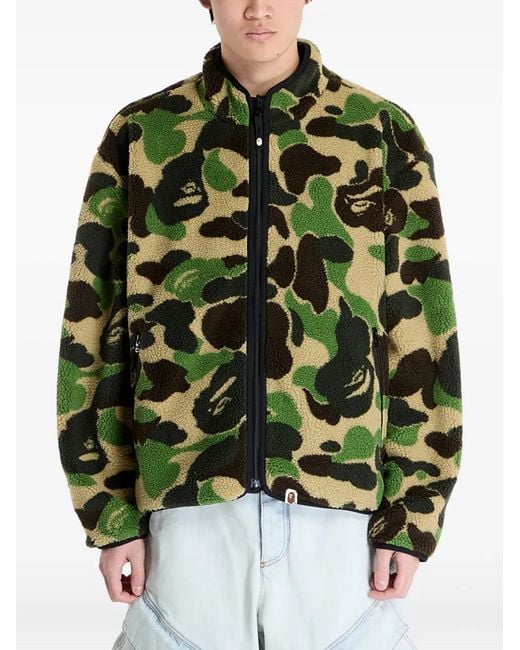 A Bathing Ape Green Abc Camo Boa Reversible Jacket for men