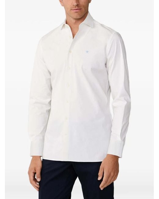 Hackett White Kent-Collar Stretch-Poplin Shirt for men