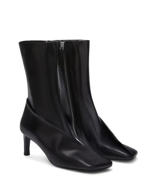 Jil Sander Black Square-Toe Ankle Boots