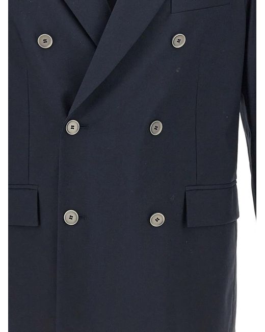 Paolo Pecora Blue Double-Breasted Blazer for men