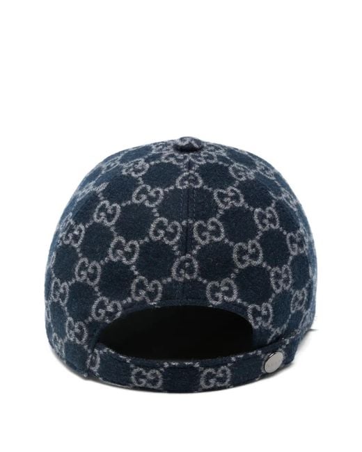 Gucci Blue Logo-Pattern Cap for men