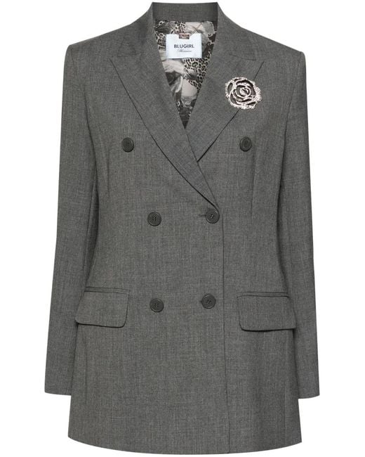 Blugirl Blumarine Gray Double-Breasted Blazer
