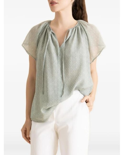 Maison Common Green V-Neck Flutter-Sleeve Blouse