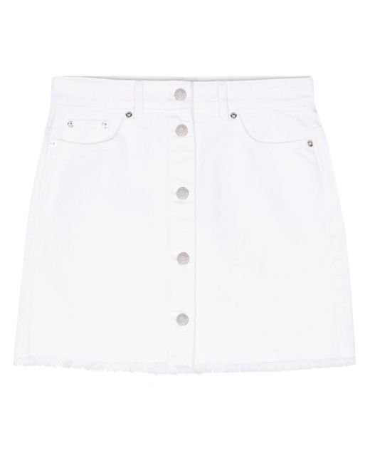 MICHAEL Michael Kors White Frayed Denim Mini Skirt