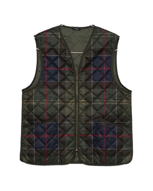 Barbour Black Tartan-Pattern Waistcoat for men