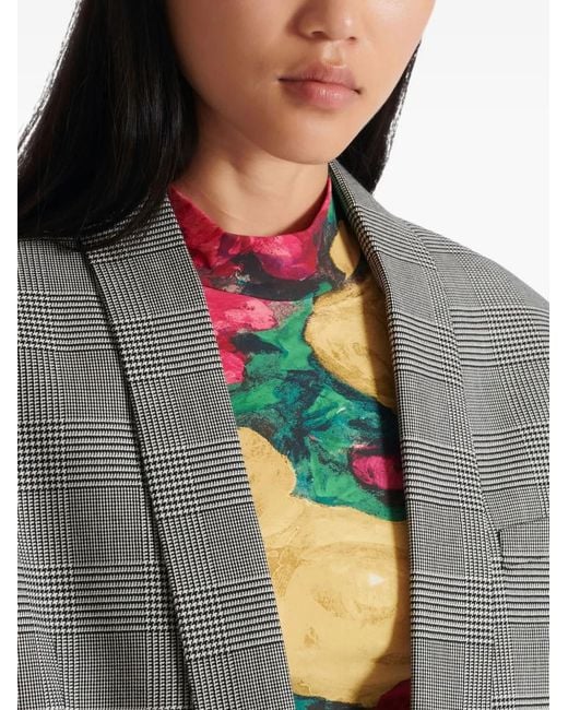 Balmain Gray Prince Of Wales Jacquard Crop Jacket