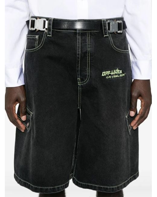 Off-White c/o Virgil Abloh Black Off Denim Safari Cargo Shorts for men