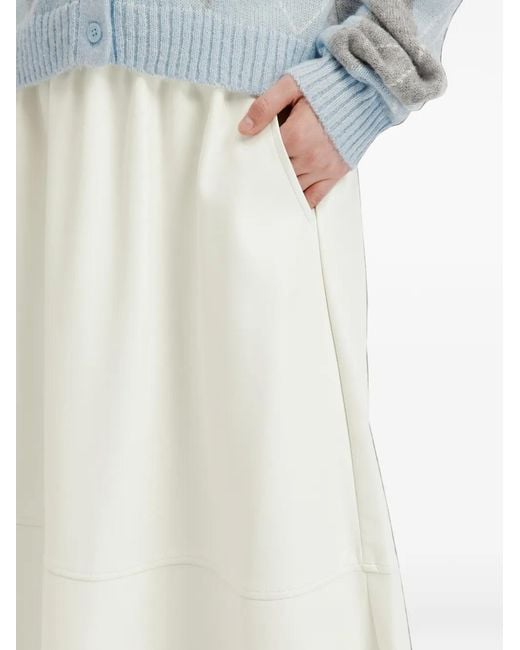 B+ AB White Elasticated-Waistband Panelled Skirt
