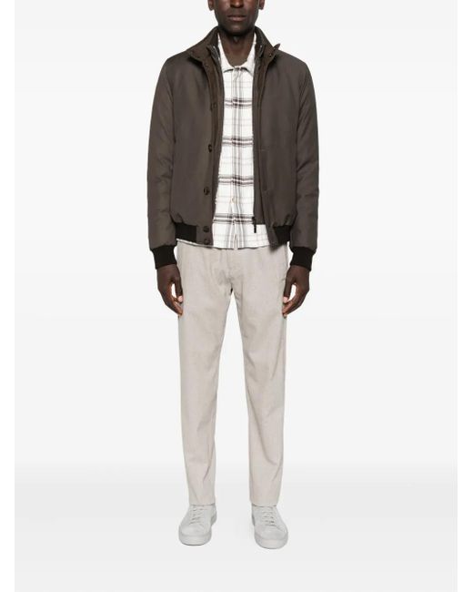 Moorer Brown Janos-Pum Button-Fastening Ribbed-Cuff Bomber Jacket for men