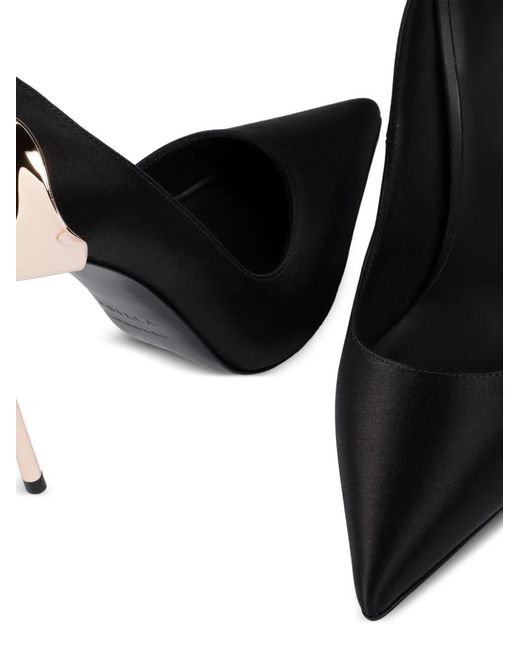 Le Silla Black Petalo Metallic-Detail Pumps