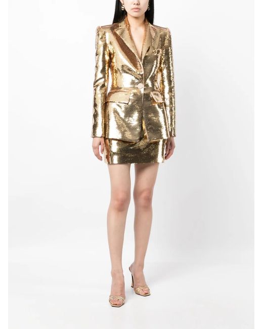 Alex Perry Natural Sequin-Embellished Mini Skirt