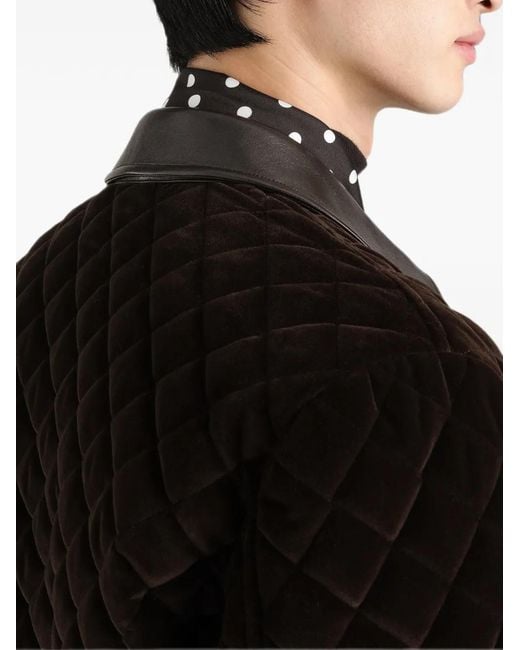 Dolce & Gabbana Black Quilted Velvet Bomber Jacket for men