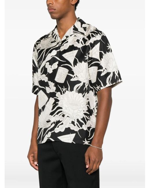 Amiri White Floral-Print Short-Sleeved Shirt for men