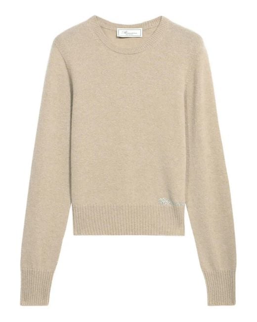 Blumarine Natural Logo-Embroidered Sweater