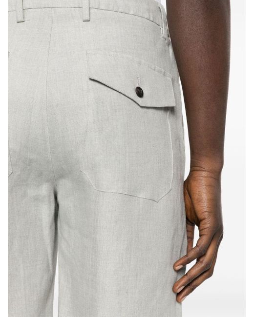 Eleventy Gray Pleat-detail Linen Bermuda Shorts for men