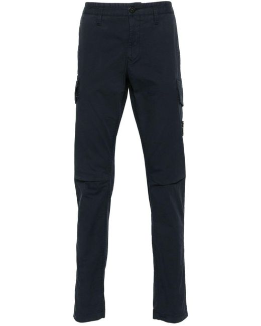 Stone Island Blue Compass-badge Tapered Trousers for men