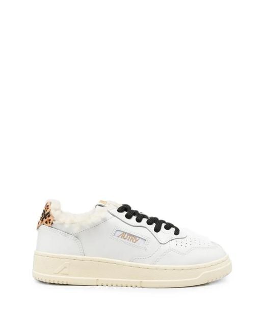 Autry White Medalist Leopard-Print Sneakers