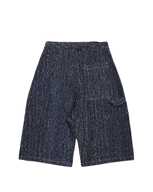SAGE NATION Blue Box-Pleat Denim Shorts