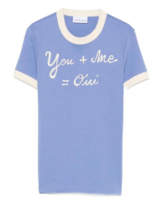 Maison Labiche Blue Embroidered-Detail Cotton T-Shirt