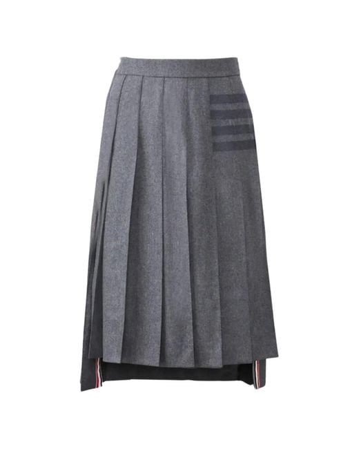 Thom Browne Gray Pleated Stripe Skirt