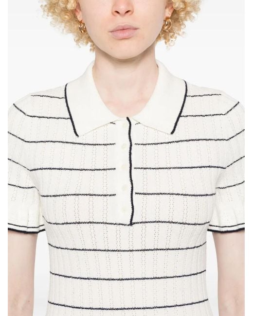 Sandro Striped Knitted Dress in White | Lyst
