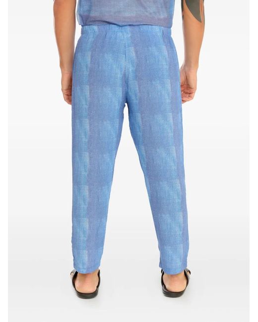 Amir Slama Blue Checked Trousers for men