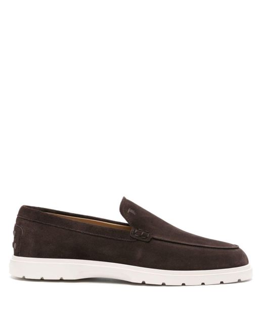 Tod's Brown Slipper Suede Loafers for men