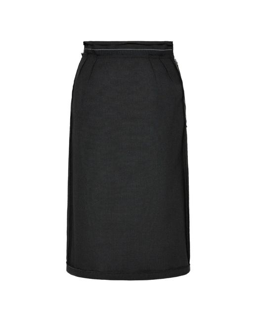 Maison Margiela Black Four Stitches Pleated Midi Skirt