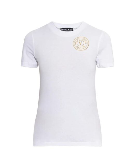 Versace Jeans Couture White T-Shirt À Logo Imprimé