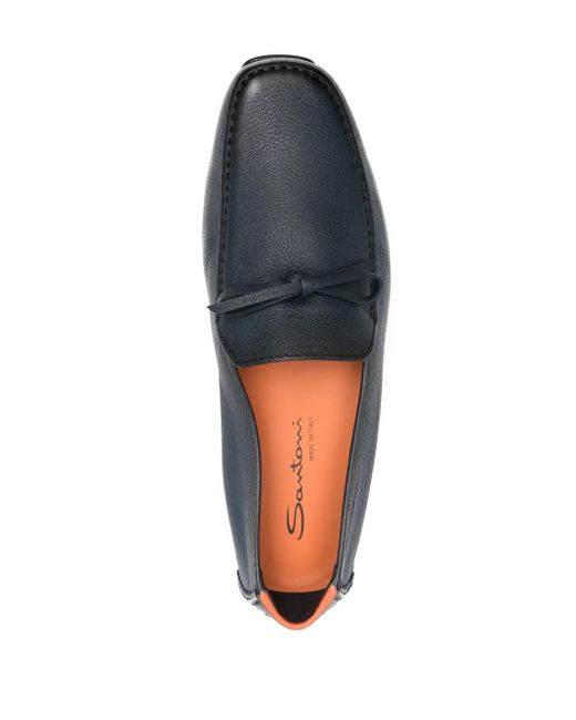 Santoni Blue Casual Cow Leather Loafers for men