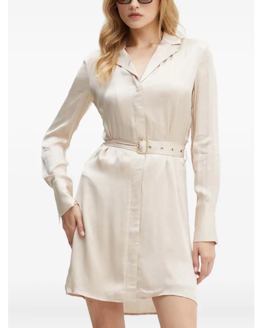 Guess Mini-Blousejurk Met Ceintuur En Kraag in het White