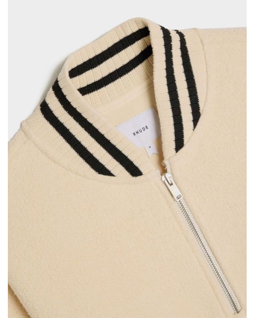 Rhude Varsity Sweatshirt mit kurzem Reißverschluss in Natural für Herren