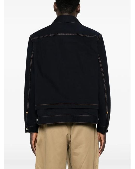Sacai Black Layered-Design Denim Jacket for men