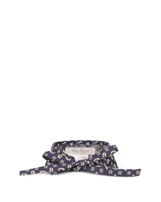 Max Mara White Printed Silk Collar