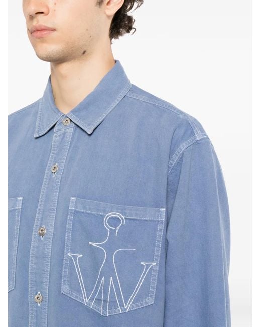 J.W. Anderson Blue Anchor Logo-Embroidered Shirt for men