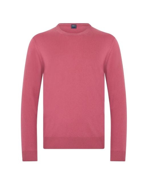 Fedeli Pink Crew-Neck Ribbed-Trim Sweater for men