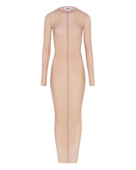 Jean Paul Gaultier スパイラルプリント マキシドレス Natural