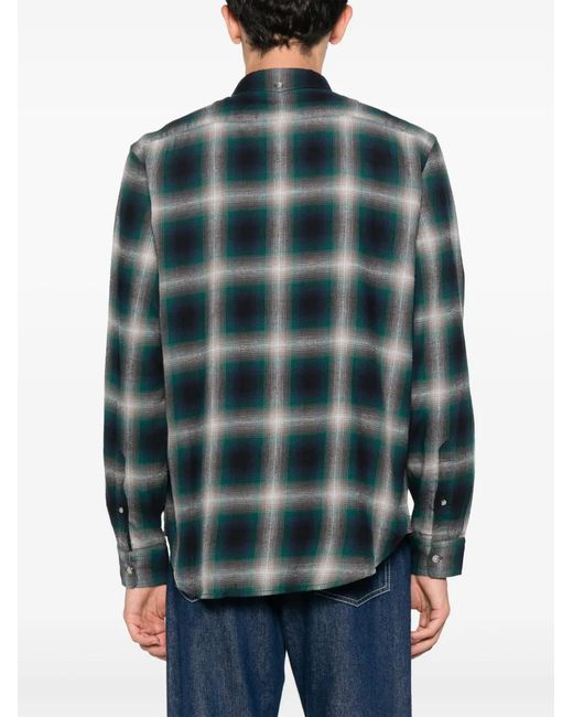 Woolrich Green Madras Plaid-Check Flannel Shirt for men