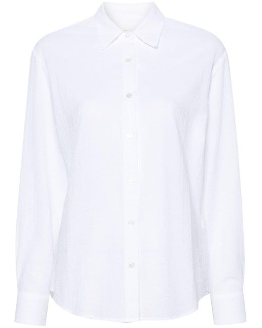 Mc2 Saint Barth White Seersucker-Hemd aus Baumwolle