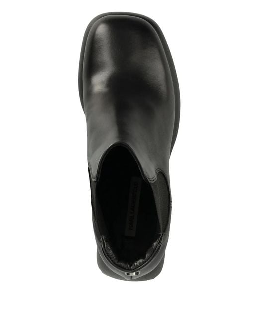 Karl Lagerfeld Black Leather Ankle Boots