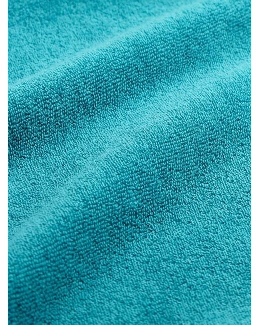 Sporty & Rich Blue Embroidered-Logo Terry Polo Shirt