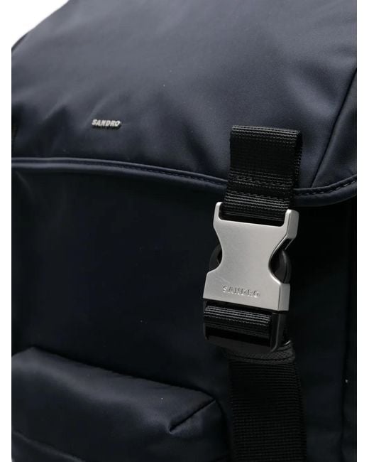 Sandro Black Nylon Backpack for men