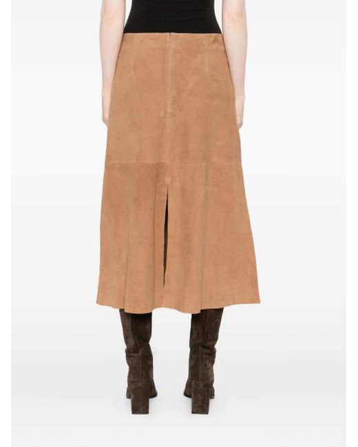 Arma Natural Philipa Suede A-Line Midi Skirt